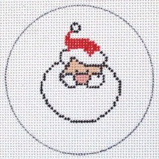 Santa Christmas Ornament Hand Painted Needlepoint Canvas