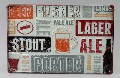 #ad 9977591 d Wandbild Blechschild geprägt dBier Lager Stout Porter Ale 30x20cm EUR 43.29