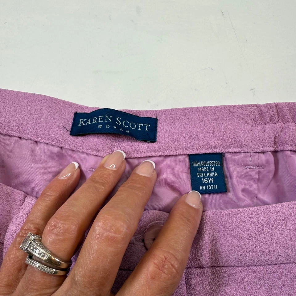 Pantalones de vestir KAREN SCOTT MUJER pierna recta lavanda púrpura talla 16W Foto 3 de 4