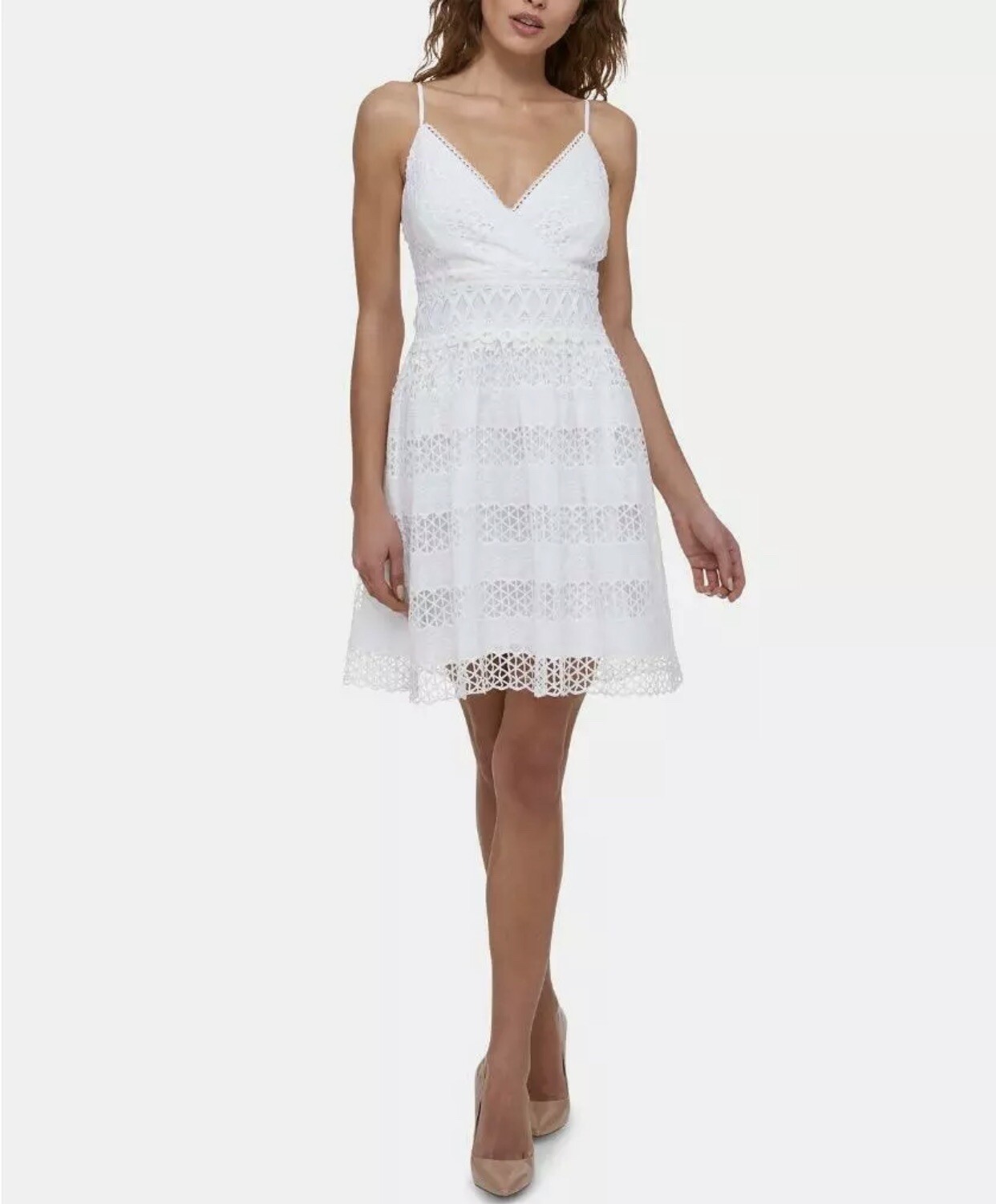 guess white crochet dress