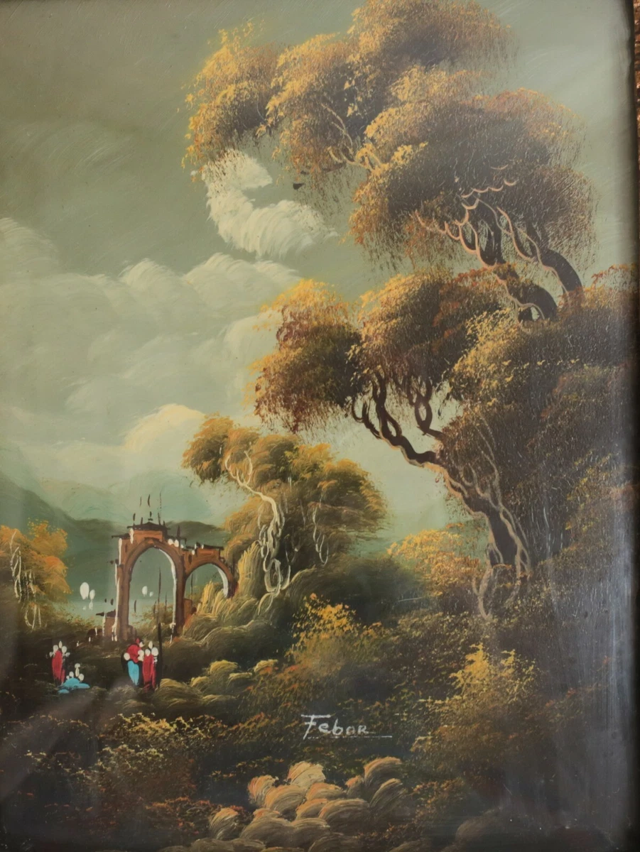 Febor Oil painting on board after Francesco Gaudi fanciful Landscape signed  | eBay