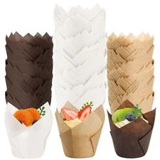 200PCS Tulip Cupcake Liners Muffin Liners for Baking Greaseproof Cupcake Wrap...