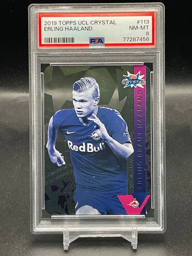 2019 Topps UCL Crystal Soccer Card #113 Erling Haaland PSA 8