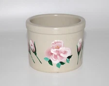 VTG RRP Co Roseville Ohio Floral Crock One Pint  USA Pottery Stoneware Cottage