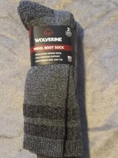 NEW 2 PAIR PACK MENS WOLVERINE CUSHIONED WOOL SOCK 9 - 13 LARGE BOOT SOCKS