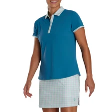 FootJoy Womens Short Sleeve Gingham Trim Golf Polo Shirt Top Choose Size / Color