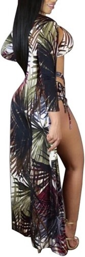 NWOT Women's Printed 3 Pieces High Waist Bikini & Maxi Swimsuit Cover up SZ L - Picture 6 of 7