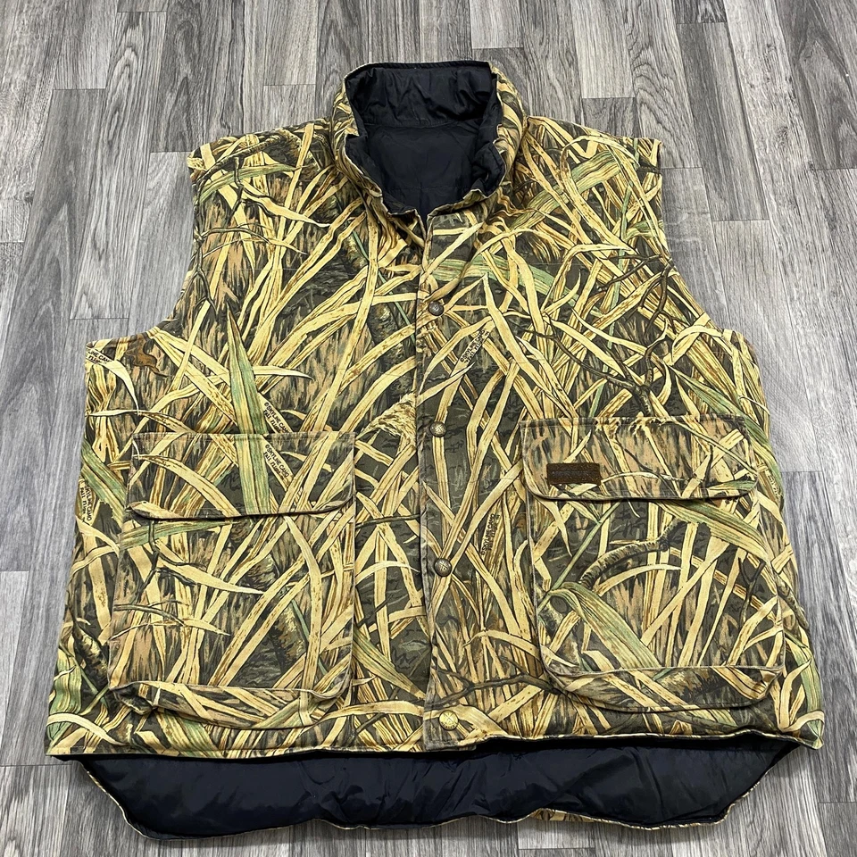 HERTERS Skyline Camo Fall Flight Black Reversable Snap Down Puffer Vest Men's XL - Image 2 of 4