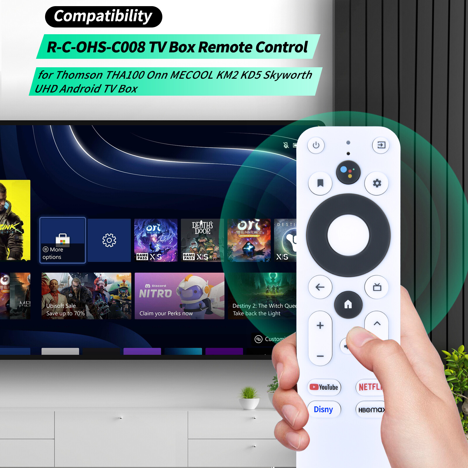 Voice Remote Control For ONN 100026240 Android TV 4K UHD Streaming Device