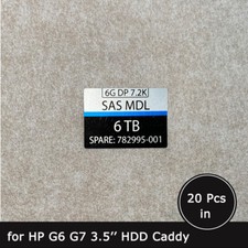 20pc of 782995 6TB SAS 3.5" HDD caddy tray label sticker for HPE