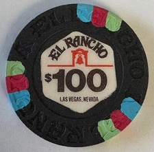 El Rancho Hotel Casino Las Vegas Nevada $100 Rare Obsolete Vintage Casino Chip