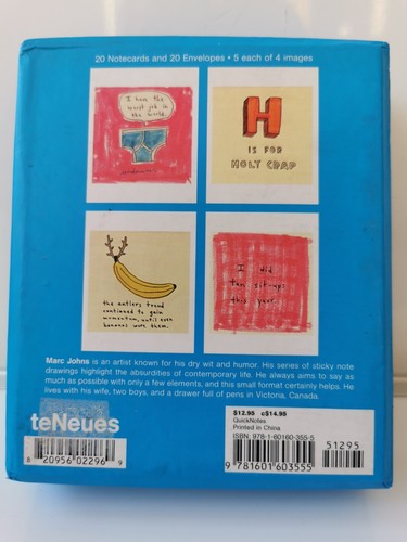Marc Johns Serious Drawings, 20 Notecards, 4 designs, Humourous Hard Card box - Picture 3 of 16