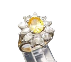 925 Silver  Vintage Citrine & Cubic Zirconia Flower Ring Sz 7.5  RG25496