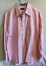 Men's Chaps Classic Fit Oxford Shirt Sz 16 34/35 Button Front Pink White Check