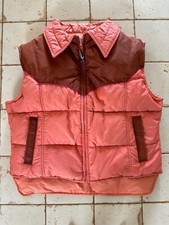Rare Vtg COMFY Made In USA Down Deluxe Insulated Western Vest Peach Brown