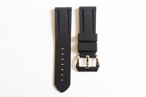 24mm Silicone Rubber Diver Strap Fit Panerai Luminor 44mm Polish Pre-V Buckle - Picture 2 of 3