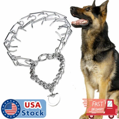 Metal Steel Dog Pinch Prong Choke Chain Collar Training Guardian Gear Adjustable