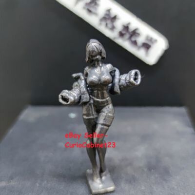 Solid Brass Short-haired Hottie Statue Sexy Woman Anime Ornaments Hand Grip