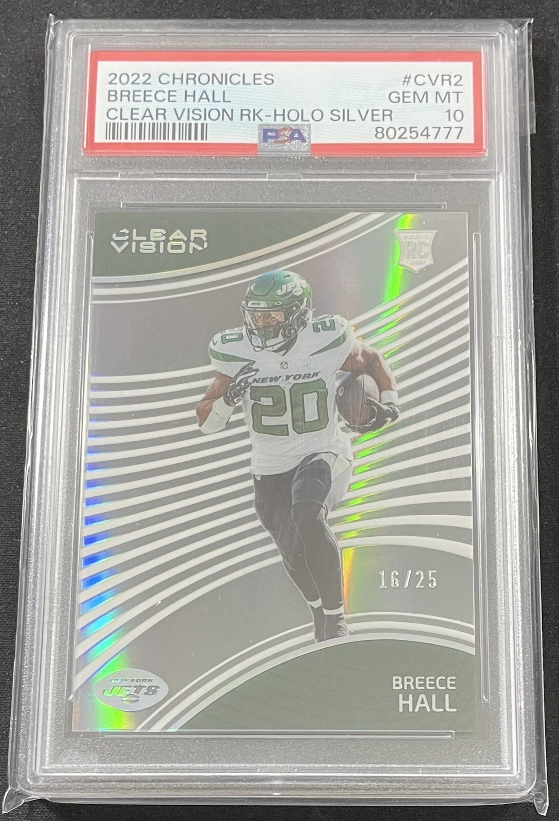 Breece Hall Panini Chronicles Clear Vision Rookies #CVR2 Holo Silver