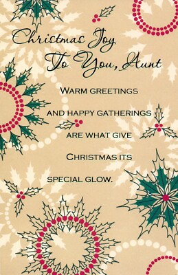 Thoughtful CHRISTMAS JOY Card FOR AUNT, Warm Greetings by Gallant Greetings +  