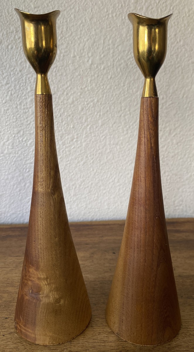 Vintage MCM Candle Holders Serv Wood Mid Century Modern Japan | eBay