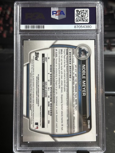 2023 Bowman Chrome Draft Sapphire Noble Meyer 1st Gold Auto /50 Mint PSA 9 - Bild 2 von 2