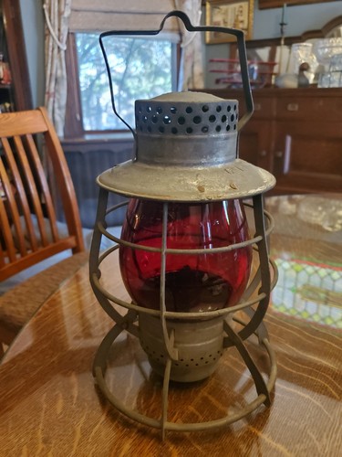 Dietz No.39 Antique Railroad Lantern Red Glass Globe Steel Clad City of New York - Picture 5 of 11