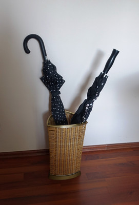 Rarer Vintage Schirmständer gemarkt Rattan Korbgeflecht Legler Stil 50er Jahre !