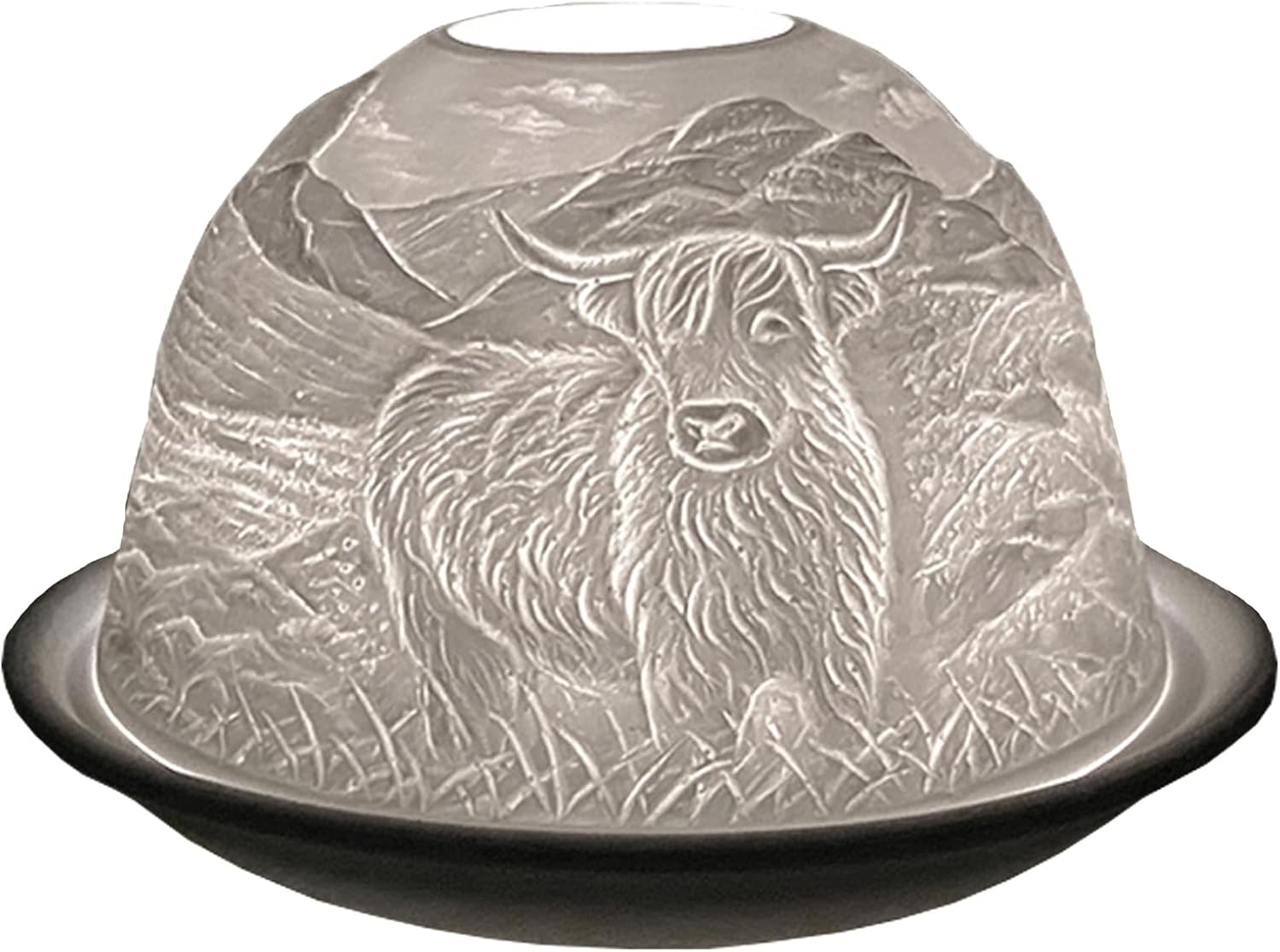 Cello Porcelain Tealight Holder Dome, Highland Cow Design, A Candle Holder Proj