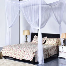 Costway 4 Corner Post Bed Canopy Mosquito Net Netting Bedding White Full Size