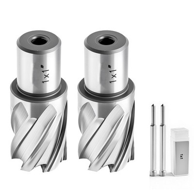 Annular Cutter Set, 4 pcs Weldon Shank Mag Drill Bits Kit, 1'' Cutting Depth, 1'' 