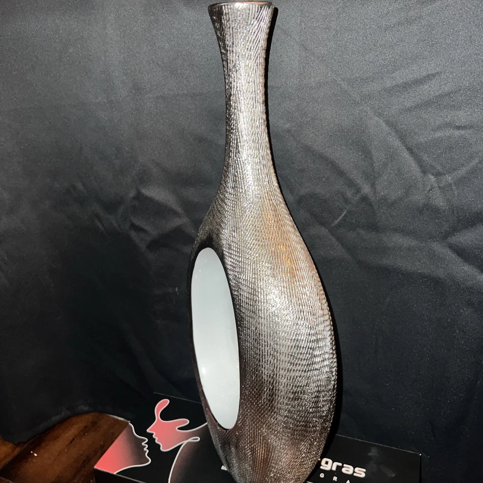 Silver Hollow Ceramic Vase  - Image 2 of 4