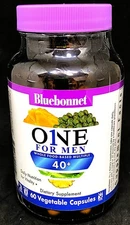 Bluebonnet One Mens One 40+ Whole Food-Based Multiple 60 Vegetable Caps, Non GMO