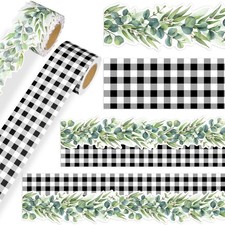 2 Rolls 65.6 ft Gingham Eucalyptus Bulletin Board Borders Decor Classroom Trim