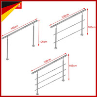Edelstahl Handlauf 100Cm TreppengeläNder Innen AußEn Mit 2 Pfosten FüR Balkon