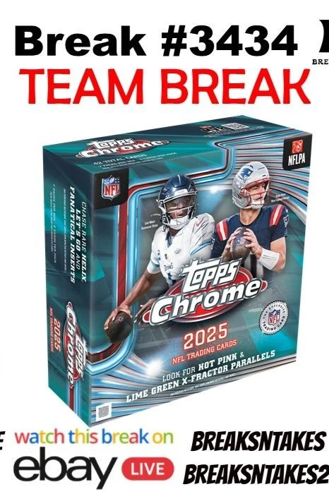 Break #3434: 2025 Topps Chrome Football Mega CASE (20 BOX) Team Break