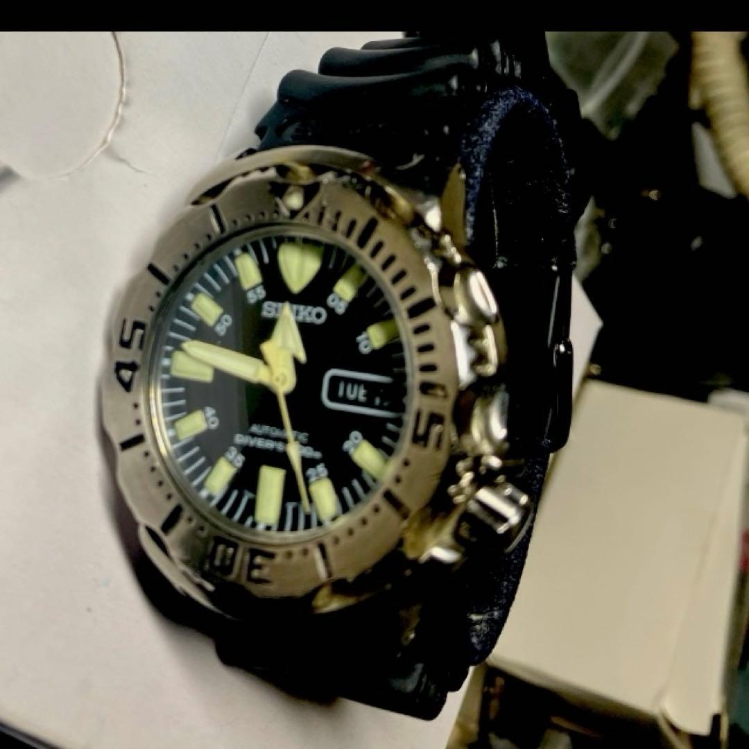 SEIKO 7S26-0350 Black Monster Automatic Diver 42mm Working Men's