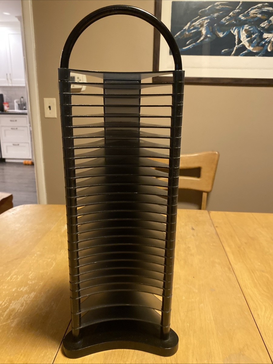 90's ポストモダン CDラック CDタワー ブラック ヴィンテージ Fellowes Vintage 90s 30 Disc CD Tower Rack Holder Wood Black