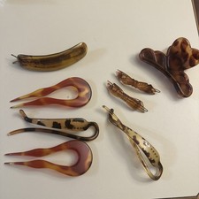 Vintage Made in Tortoise Slide Barrette Hair   Celluloid Clip Lot