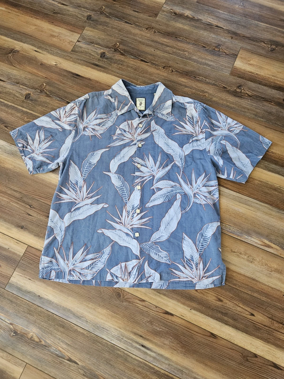 Jamaica Jaxx Mens Large Silk Tropical Shirt Button Up Short Sleeve Relaxed Fit