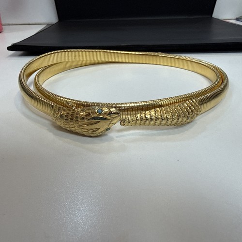 Rare Vintage Accessocraft NYC Gold Tone Snake Serpent Gaspipe Coil Belt/Necklace