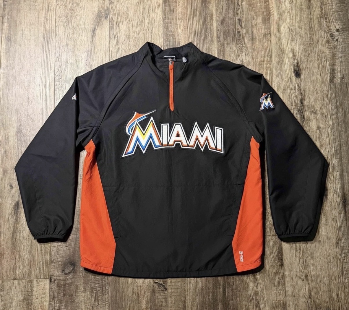 MLB Majestic Men’s Windbreaker Jacket Miami Marlins Majestic Quarter Zip XL