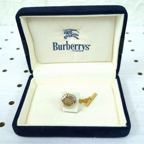 Burberry Nova Check Tie Pin Cufflinks Set Green Red Men's Luxury Vintage