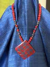 Exquisite Vintage Modernist Karla Jordan Necklace - Sand Art/ Inlay & Lucite