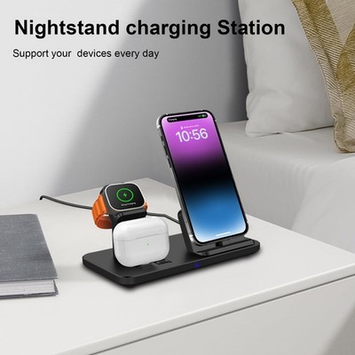 3in1 Kabelloses Ladegerät Ladestation Für Apple Watch Ultra3 S11/10 iPhone 14 13