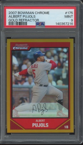 2007 Bowman Chrome Gold Refractor #175 Albert Pujols /50 Mint PSA 9