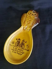 Vintage 1970s Owl Kitchen Wall Decor Spoon Rest MY KITCHEN IS CLEAN ENOUGH
