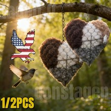 Handmade Alpaca Fiber Bird Nesting Heart, Refillable Birdhouse Decor for Humming