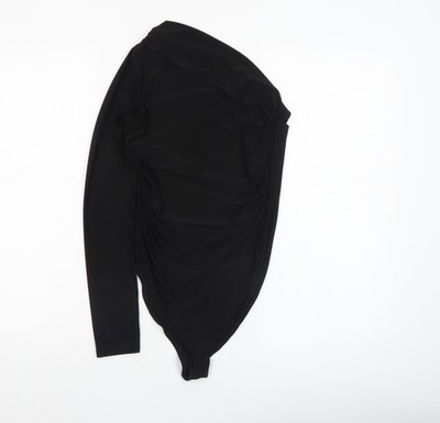 River Island Damen schwarz One Shoulder Langarm Body Größe 8