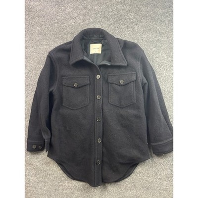 Wilfred Free Ganna Shirt Jacket Womens Medium Black Merino Wool Shacket 95385
